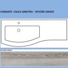Mobile Agape 120 sospeso rovere grigio - vasca sinistra